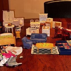 Lundby Stockholm Doll House Furniture Lot +50 Multiple Room Pieces Vtg 1970s