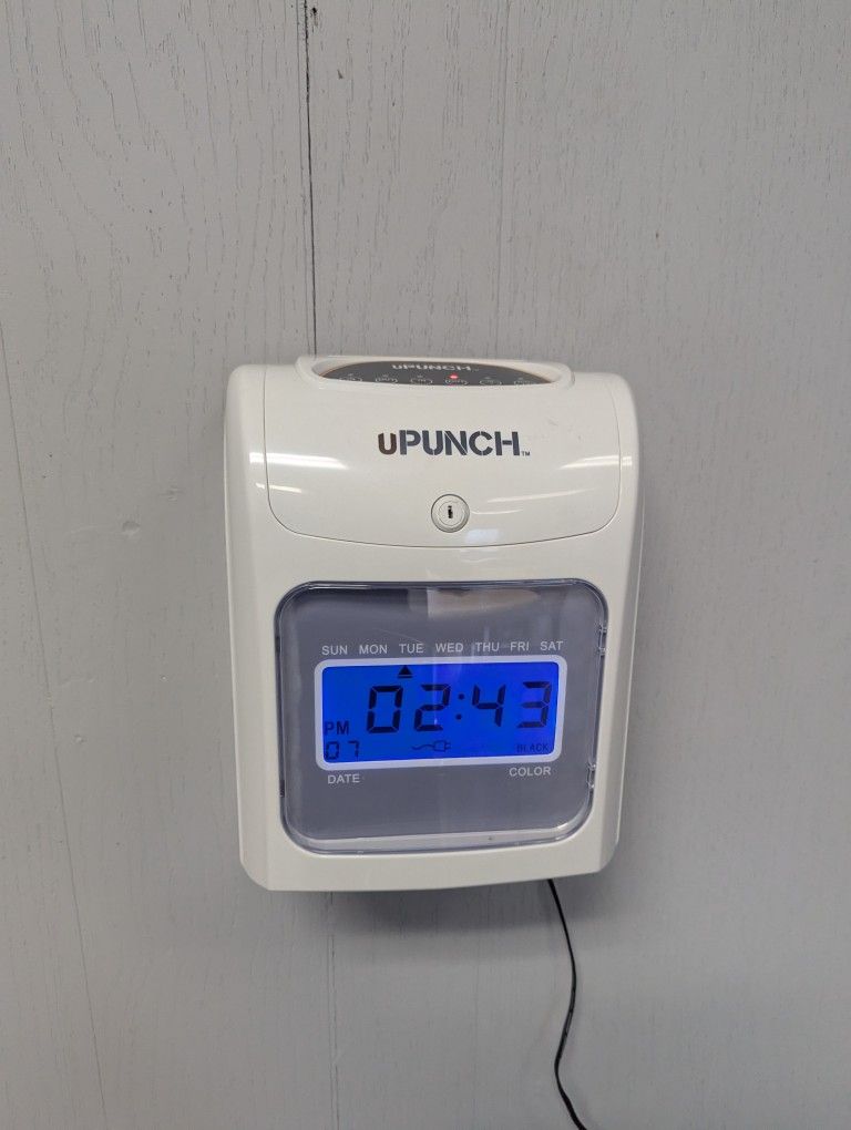 uPunch HN4000 Electronic Time Clock, prints time on standard time cards, wall/desk mountable; includes ~90 cards + vertical black card holder (key mis