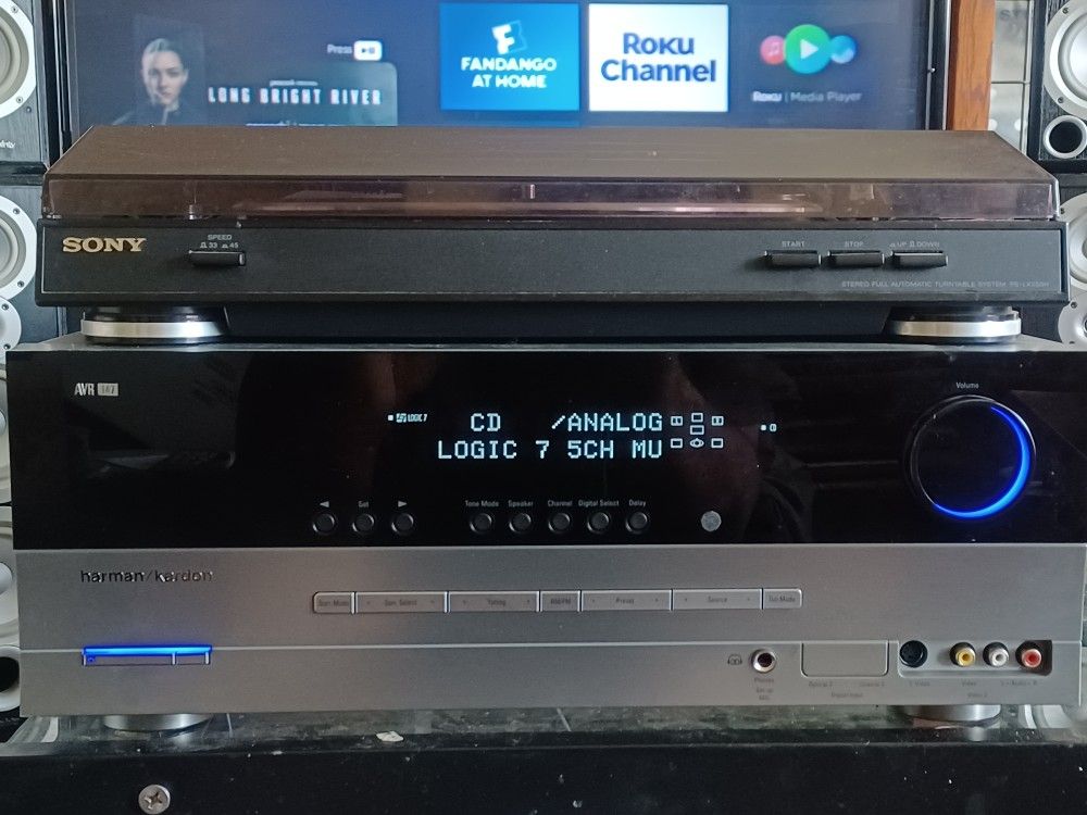 HARMAN KARDON AVR-147 RECEIVER/SONY PHONO/KLIPSCH QUINTET HOME THEATER SPEAKER SYSTEM $800 FINAL PRICE