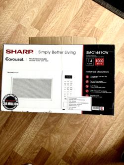 SHARP 1.4 CU.FT 1000 WATTS FAMILY-SIZE MICROWAVE..White…Like New