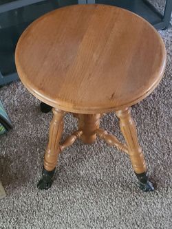 Antique piano stool with original ball (glass) and claw (metal or something) feet