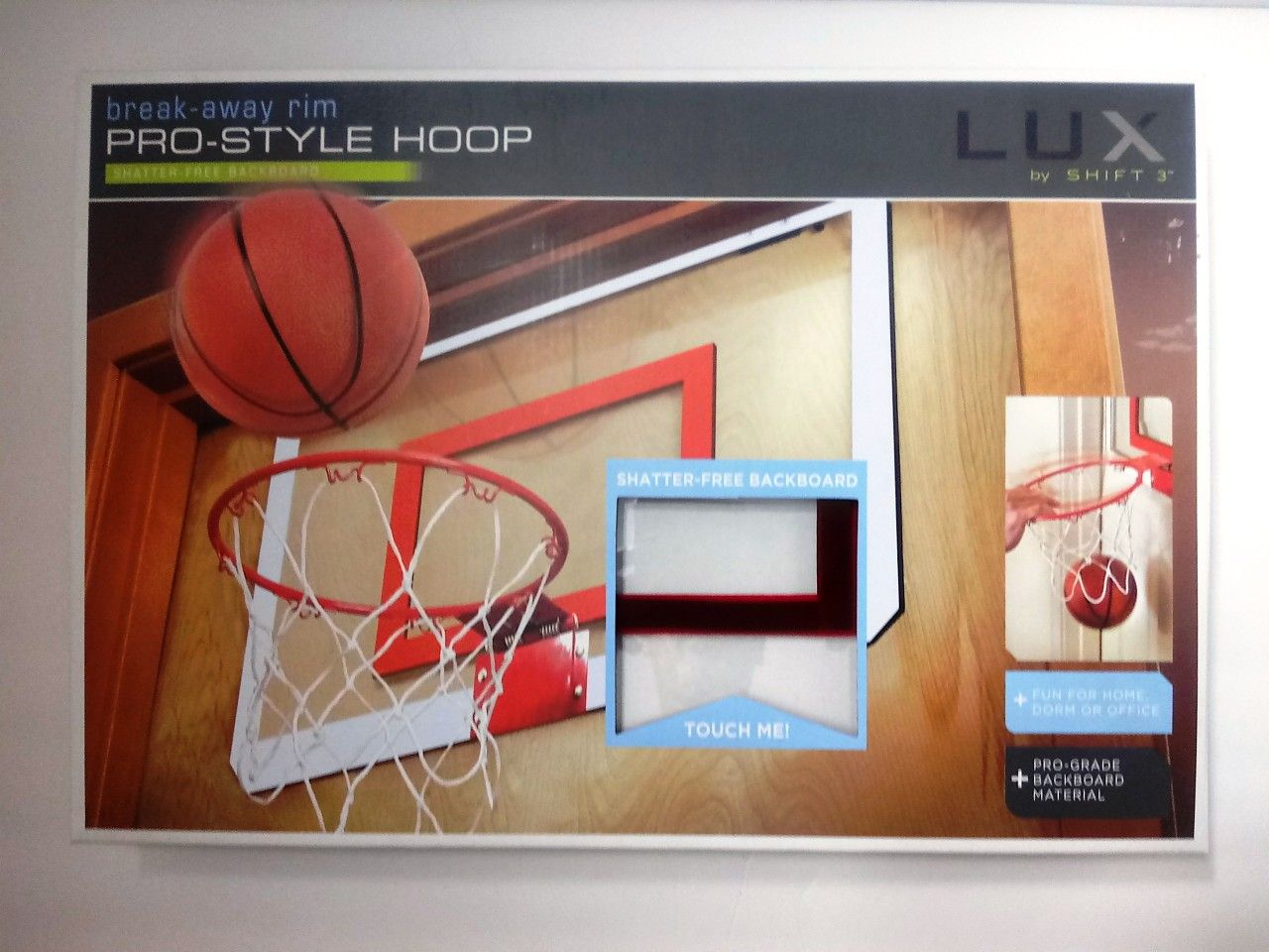 Pro Style Basketball Hoop Shatter Free Backboard Break Away Rim Door Mount