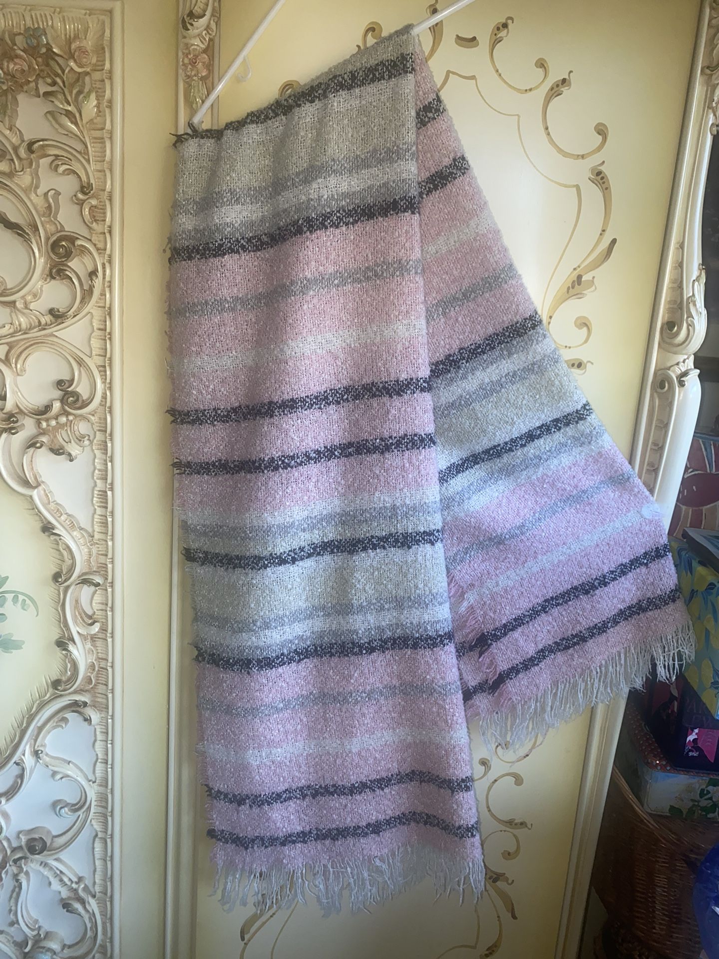 Beautiful Pink Black White Scarf pre owned in good condition