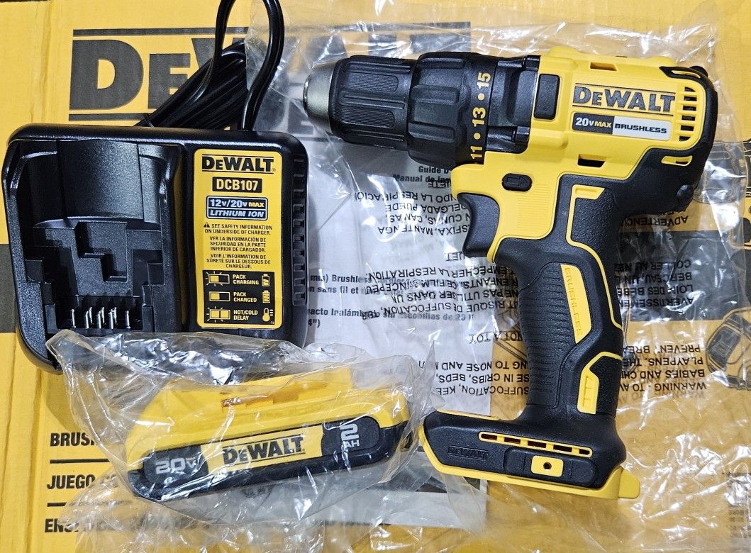 Dewalt 20-volt Max Cordless Brushless Impact Drill With 2 Ah Battery And Charger Brand New Never Used No Box