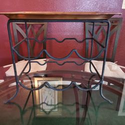 Pottery Barn Table / Counter Top rod iron wine rack with removable copper tray