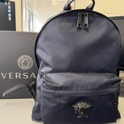 VERSACE NAVY LA MEDUSA NYLON BACKPACK