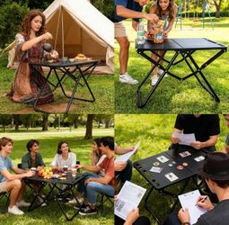 Tactical Camping Table, Collapsible Table Lightweight with Carry Bag, Durable Carbon Steel Outdoor Picnic Table for Camping, Travel expeditions, Hikin