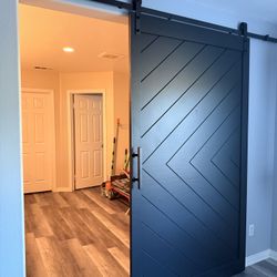One Panel Herringbone Barn Door With Mirror 48/87