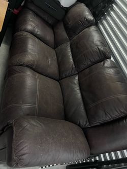 Dark Brown Leather Reclining Sofa