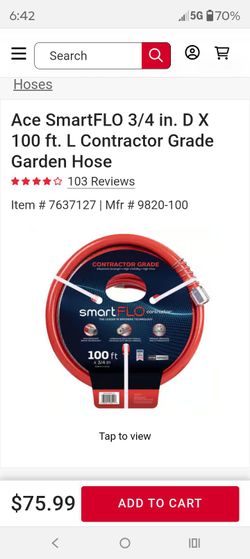 ACE SMART FLO 3/4 in.DX 100ft L CONTRACTOR GRADE GARDEN HOSE