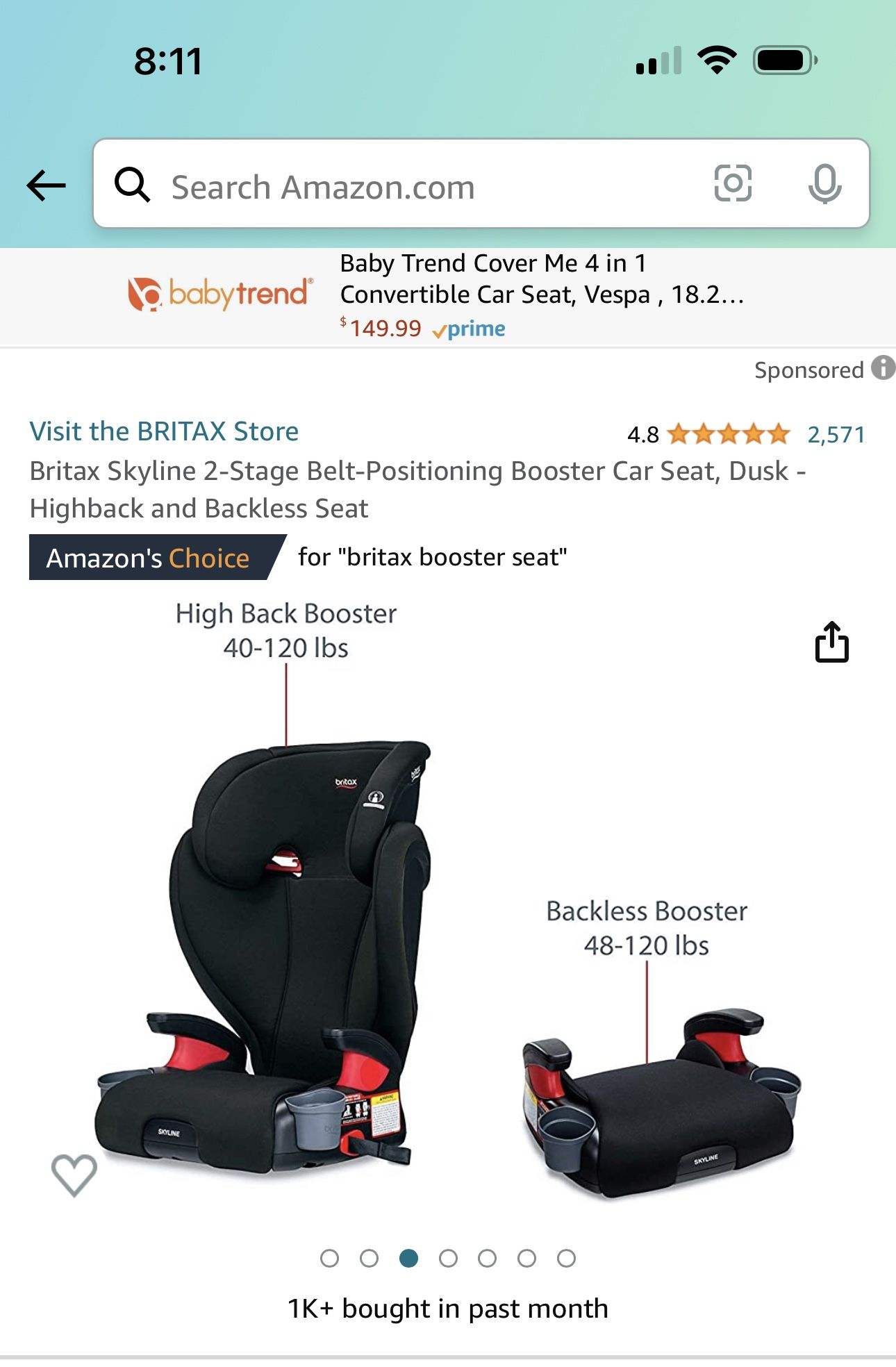 Britax Skyline Stage Belt Positioning Booster Car Seat, Dusk