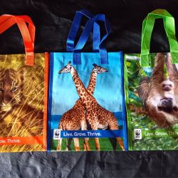 New 3 Medium WWF Orange Blue Green Tote Bags