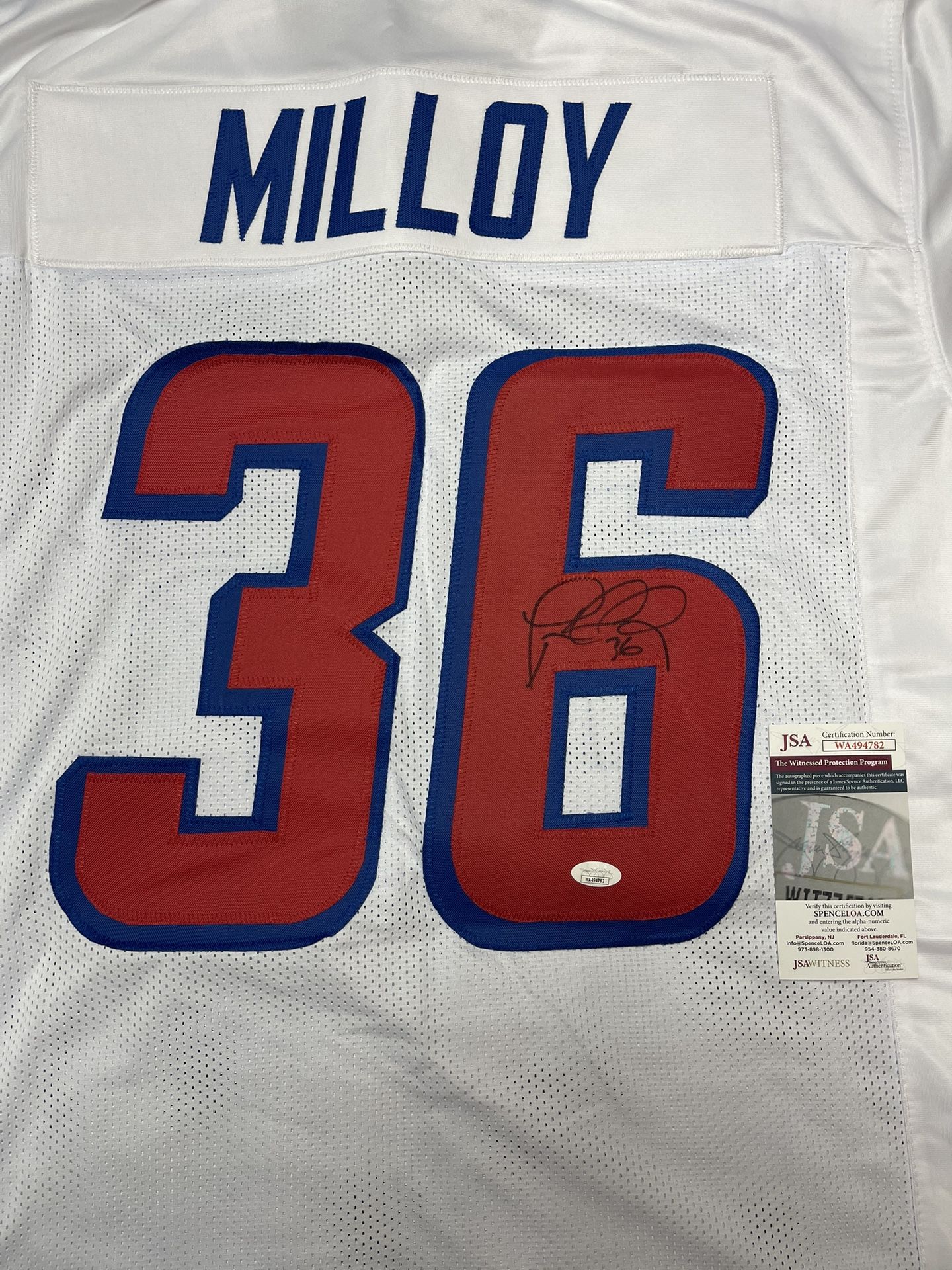 Signed Lawyer Milloy New England Patriots Custom Jersey JSA Witness COA