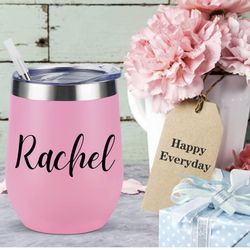 12oz Wine Coffee Drink Tumbler Personalized Pink