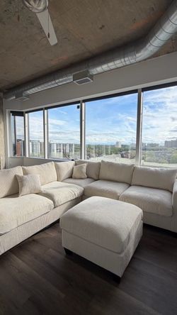 Brand new L shape sectional sofa couch with ottoman