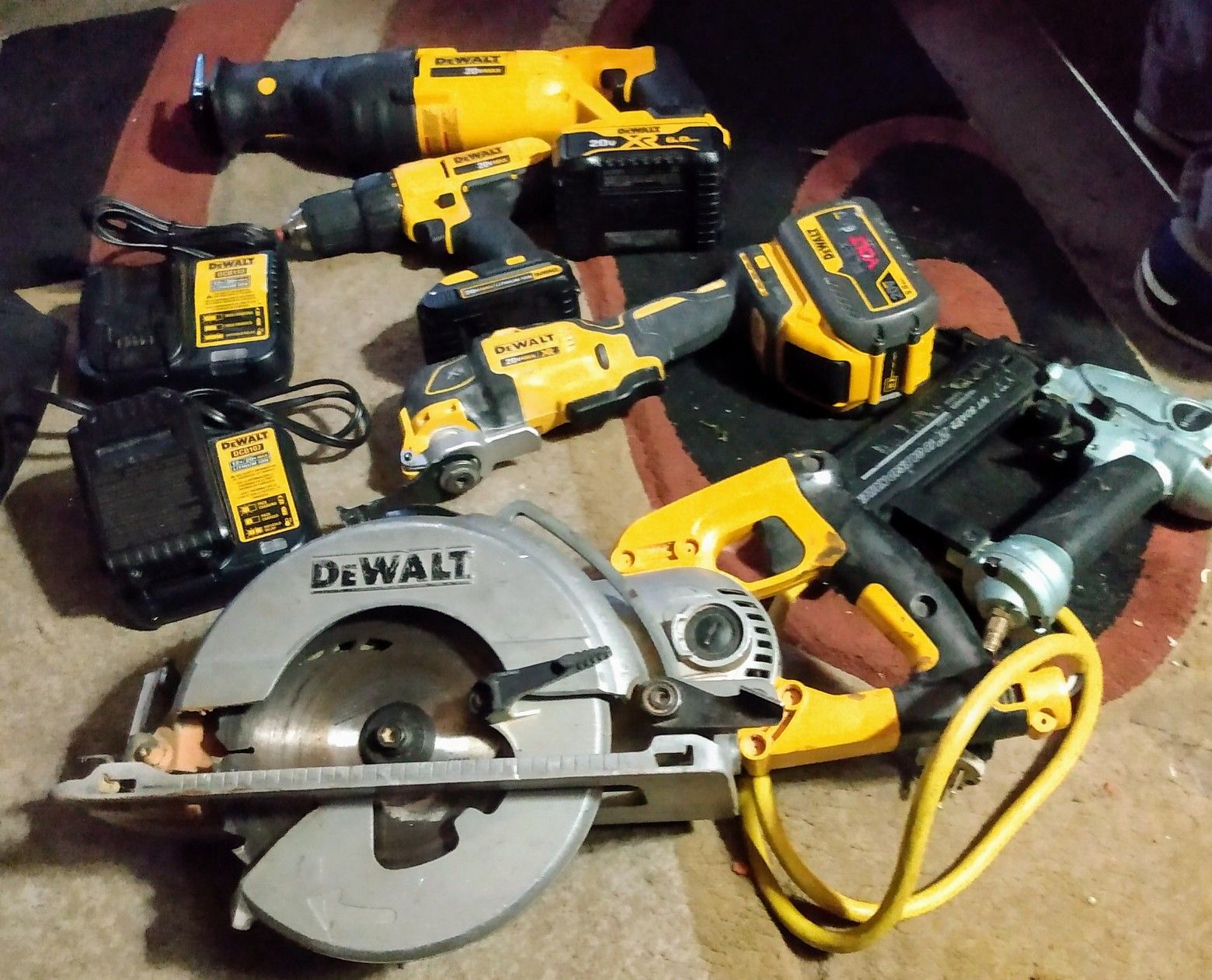 DeWalt tools and a Hitachi nail gun