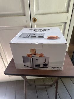 Techwood - 4-Slice Stainless Steel Toaster with LED Display and 6 Browning Settings - Perfect for Bagels, Waffles, and More; Includes Cancel/ Defrost 