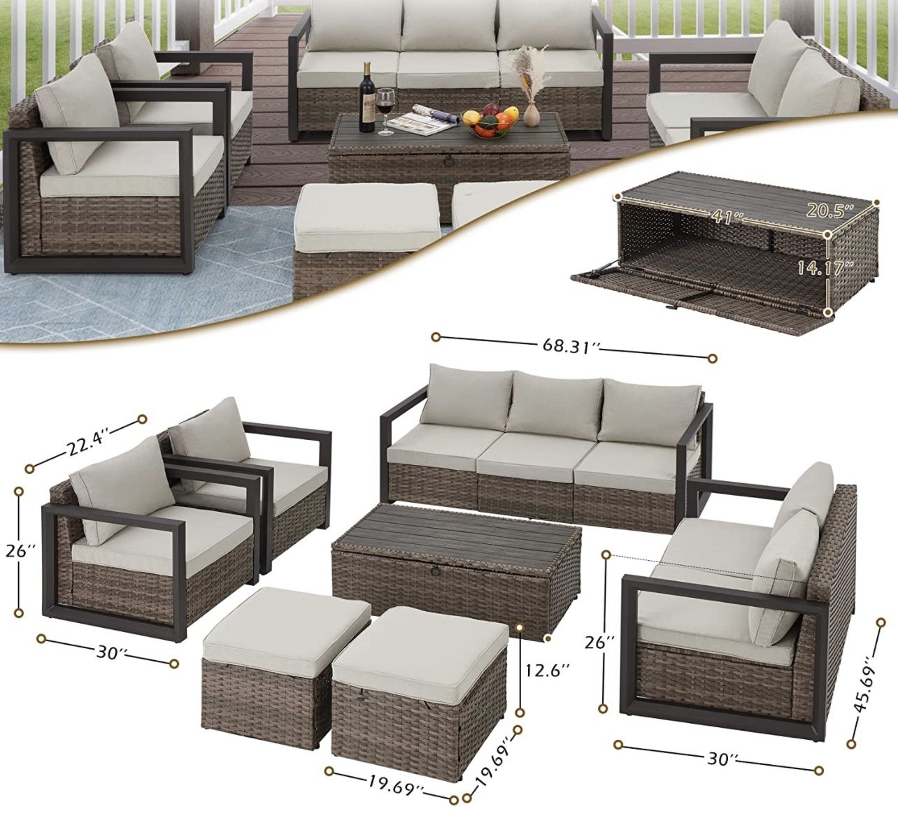 7 Piece Patio Furniture Set 