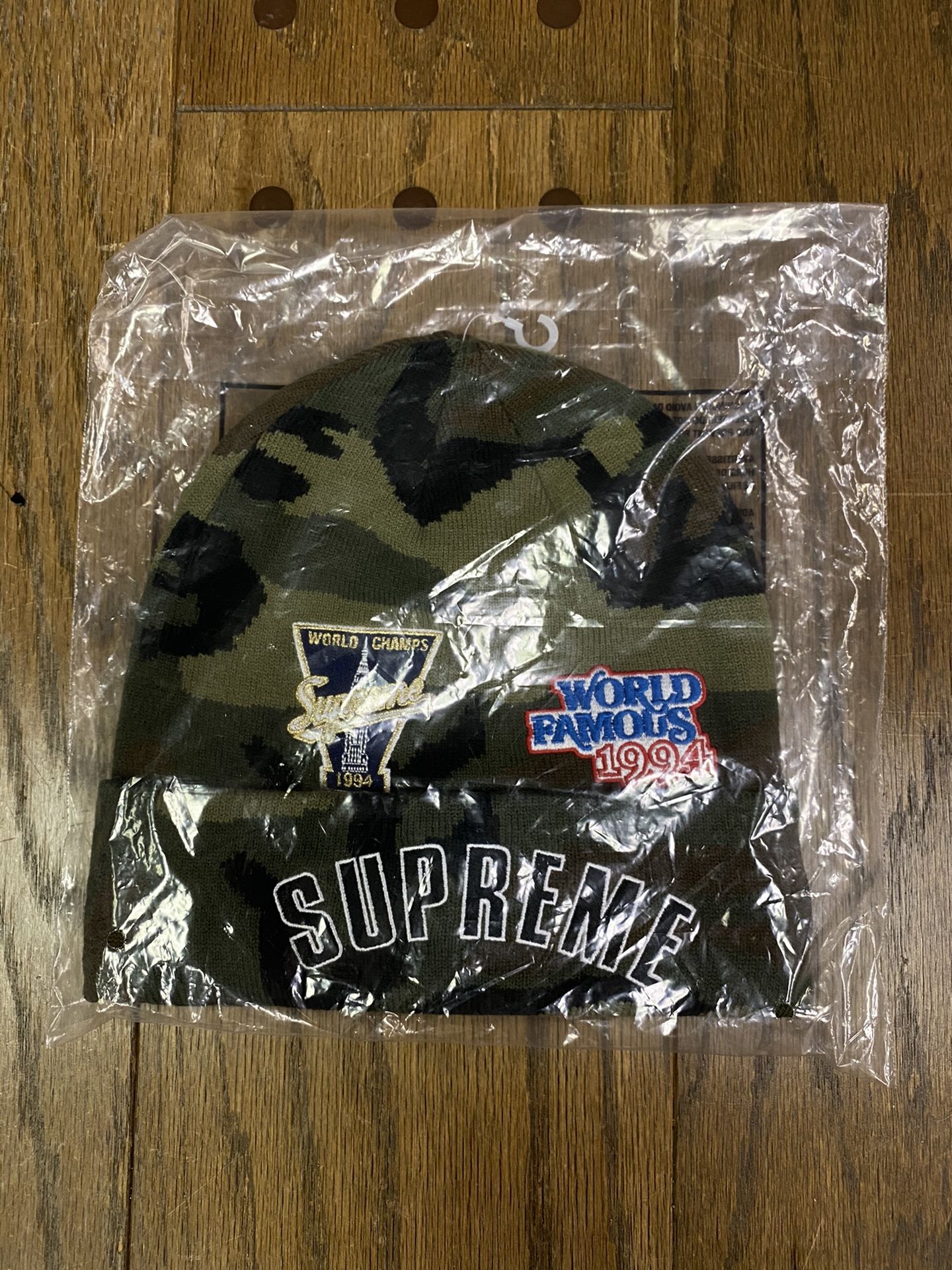 Supreme New Era Championship beanie.