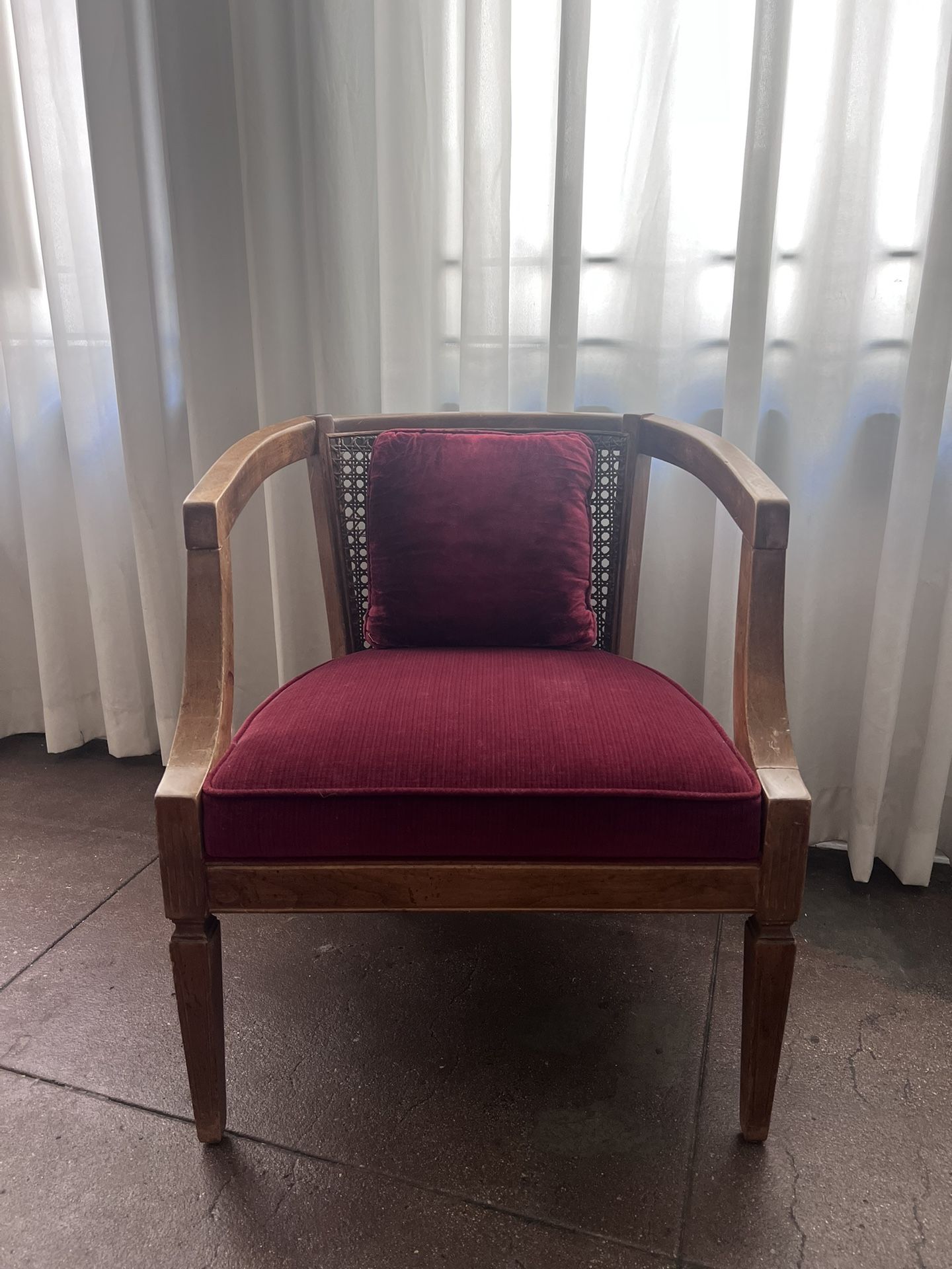 Vintage Burgundy Cane Chair