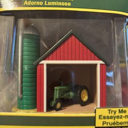 John Deere Tractor In Barn Ornament 