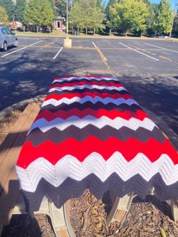 Handmade Crochet Chevron Afghan Throw Blanket