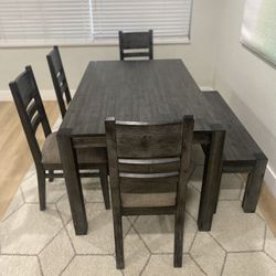 Dining Table, Bench, and chair