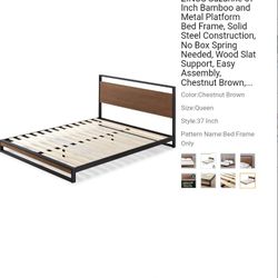 Zinus bamboo Metal Bed Frame 