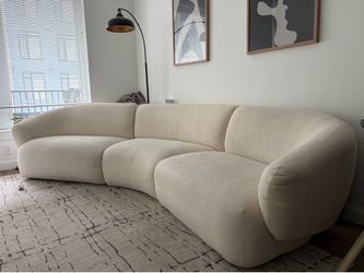 Castlery White Boucle Curve 3+ Seater Sofa