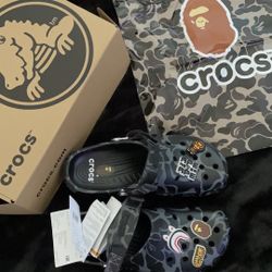BAPE x Crocs Black Streetwear Clogs 🖤🎄 