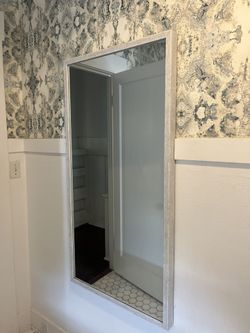 White Wash Wood Frame Mirror 