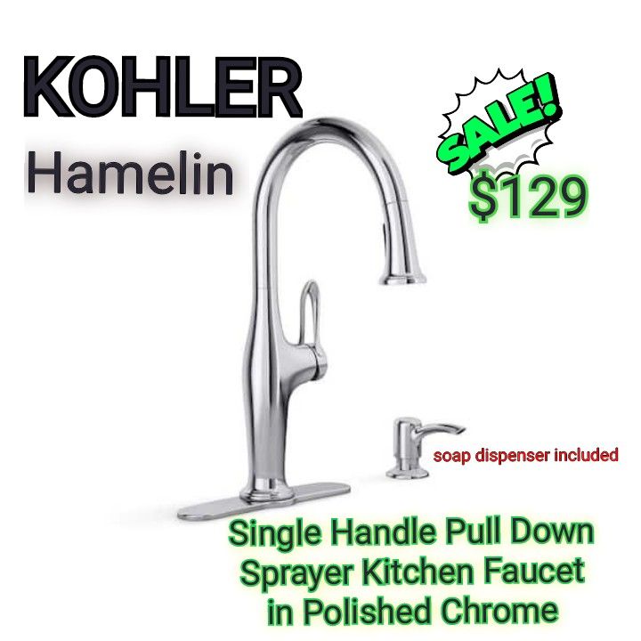 KOHLERHamelin Single Handle Pull Down Sprayer Kitchen Faucet in Polished Chrome,All Products : American Fashion Style Bags On Sale