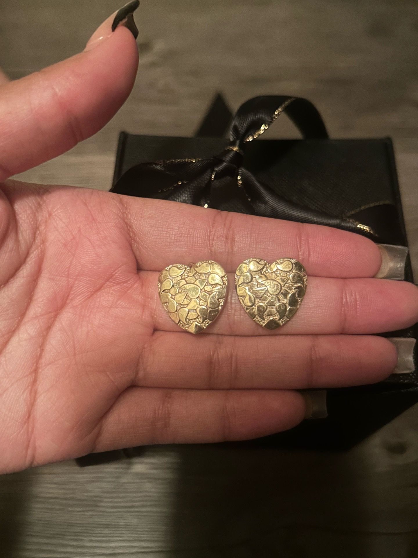 Large Heart Nugget Earrings 10k
