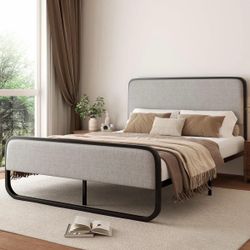 Modern Upholstered Platform Bed Frame(Queen)
