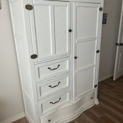 Pulaski Dresser Armoire.  Chalk Painted White 