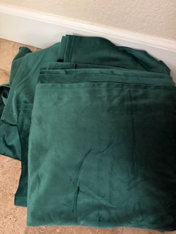Extra long dark green velvet curtains
