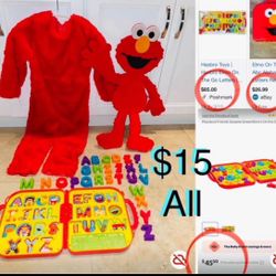 $15 For all Bundle of Educational Elmo ABC,Puzzle body Elmo,Elmo’s costume