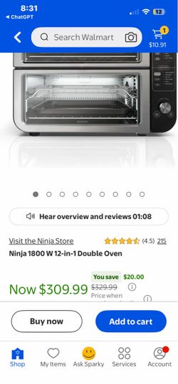 Ninja Foodi DCT401 12-in-1 Double Oven with FlexDoor