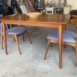 Dining Table Mid Century Modern with 2 Chairs Home Furniture