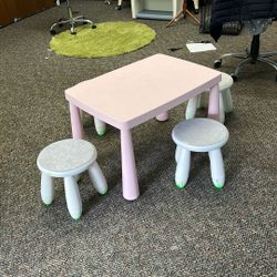 Plastic Table And 4 Stools