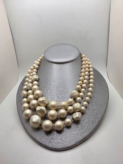 Elegant Ivory Multi-Strand Faux Pearl Necklace