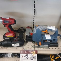 Tool Bundle Set, Two Drills, 1 Jigsaw, And 1 Nailer