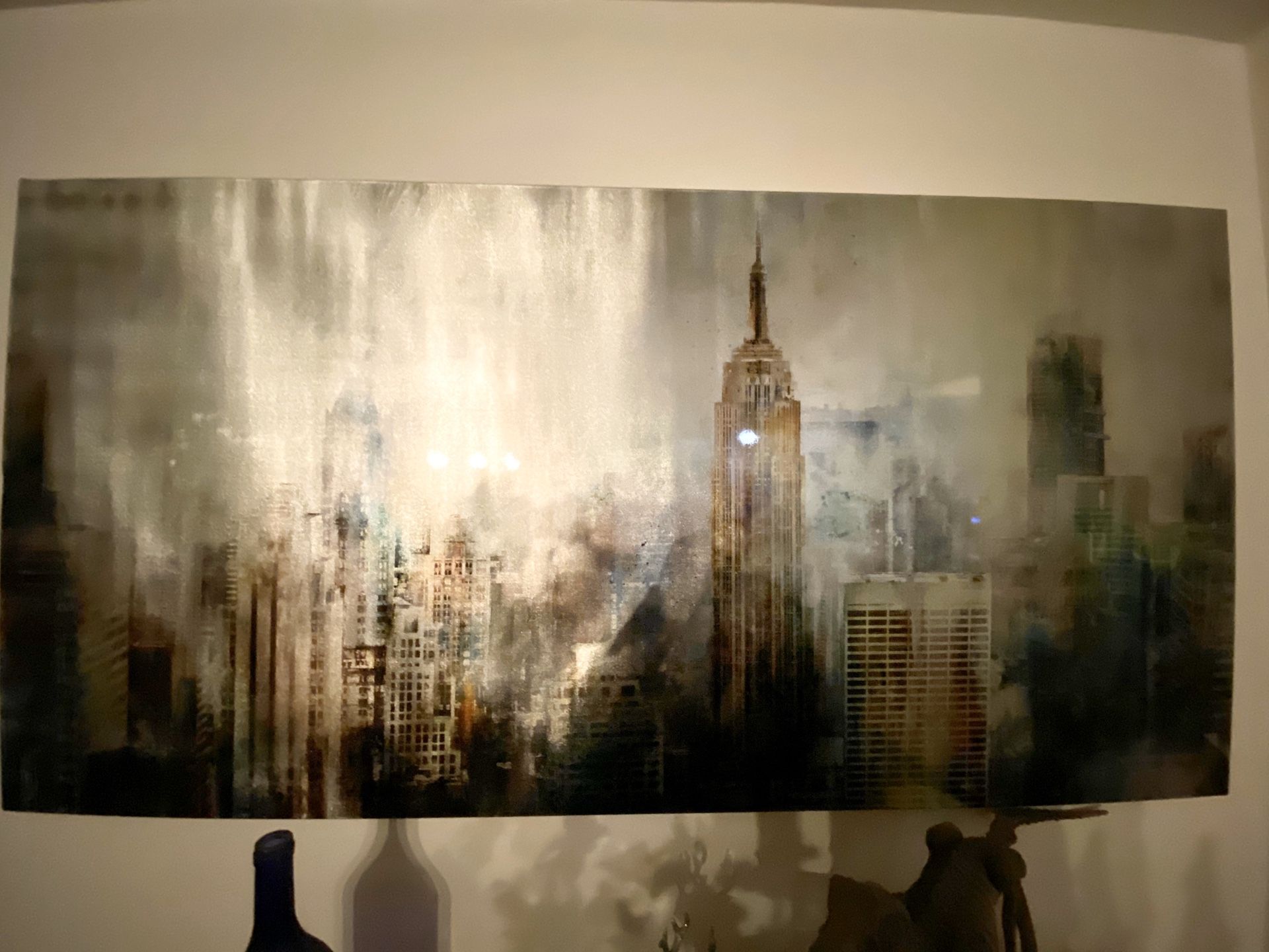 Large City Artwork Canvas 79x39 inches