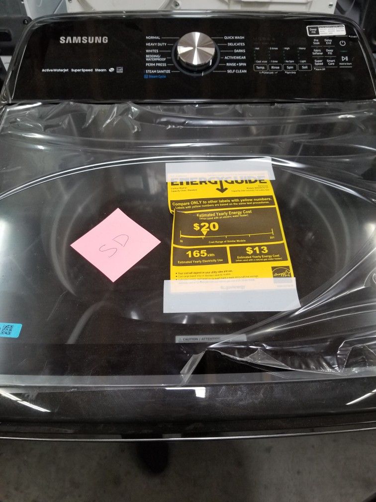 Samsung Top Load Washer And Gas Dryer Set Black stainless New