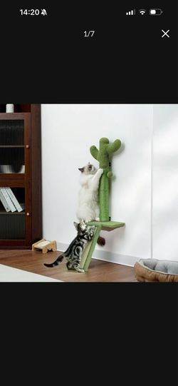 Brand new in box Wall Mounted Cat Scratcher with Jump Platform – Tall, Stable Cat Wall Furniture with Sisal Post for Climbing and Scratching – Cactus 