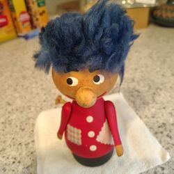 Vintage Scandinavian Wooden Troll/ Trollhattan Figurine With Tail