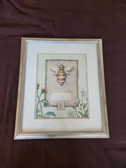 The Bee art piece 15x20 with cute saying, " Always busy, buzzing around your garden, these flying friends will ensure the spreading of your favorite f