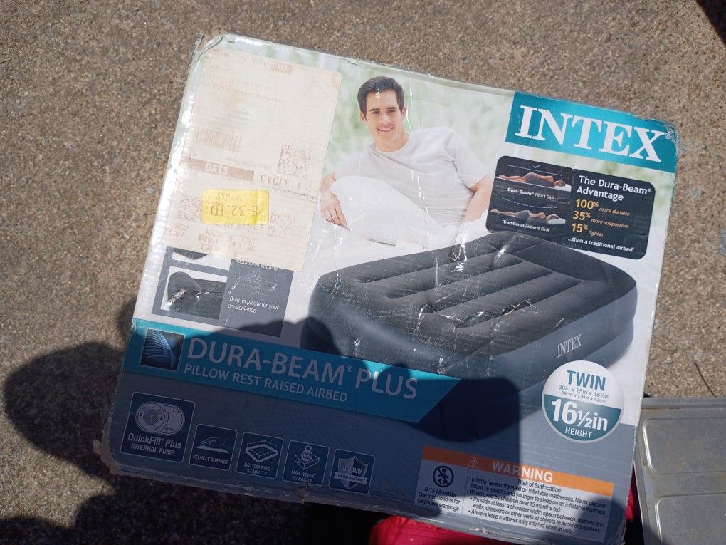 INTEX  DURA BEAM PLU AIR BED TWIN  INTERNAL PUMP DEFLATION AND INFLATION