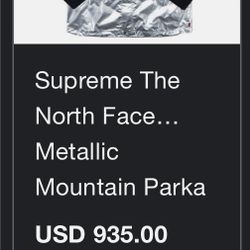 SUPREME METALLIC MOUNTAIN PARKA JACKET THE NORTH FACE like new, I accept offers regular price in stores is $935, it is a teenager size xl in an adult 