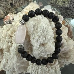 Bracelet-rose Quartz & Lava